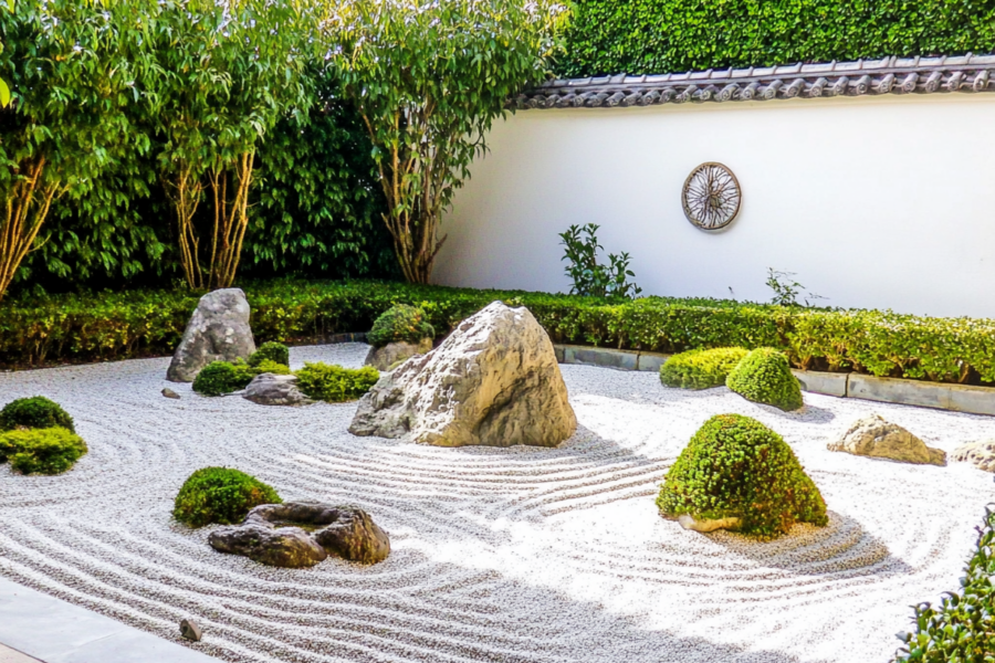 Jardín Zen creado con IA, creatividad o patrones