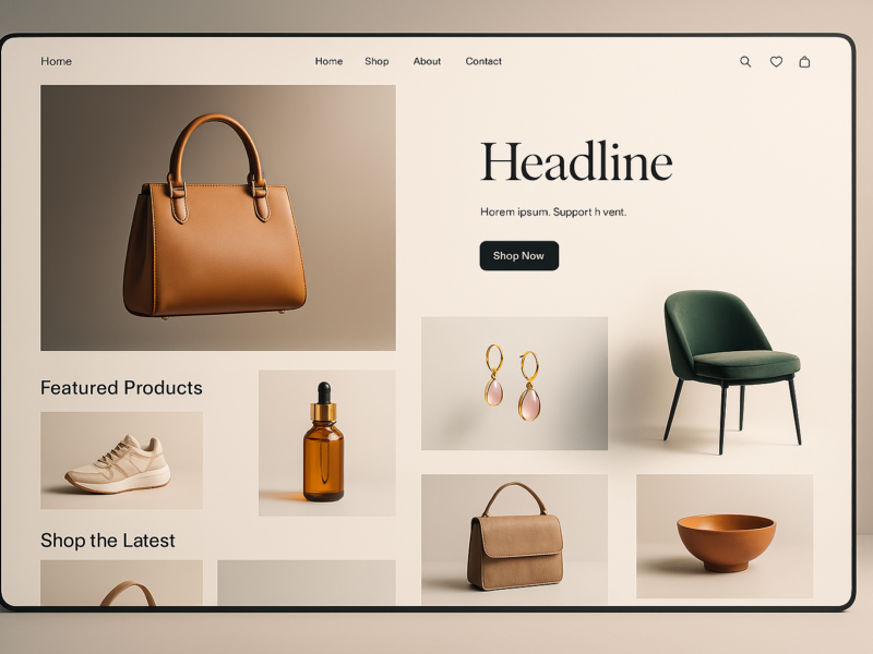 Escaparate digital de e-commerce con diseño atractivo y experiencia de usuario envolvente