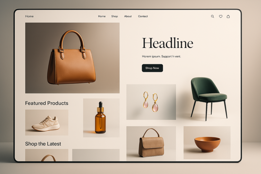 Escaparate digital de e-commerce con diseño atractivo y experiencia de usuario envolvente